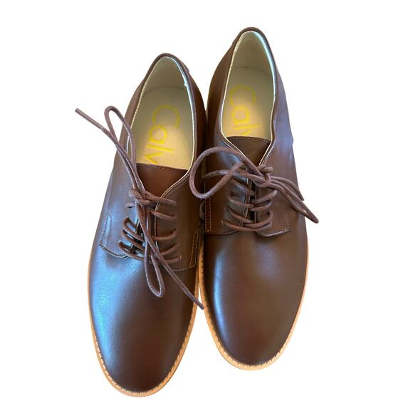 Calvin Klein Men’s Aggussie Oxford Tan Nappa Calf Leather Ankle 8.5M NWOB Shoes main image 5